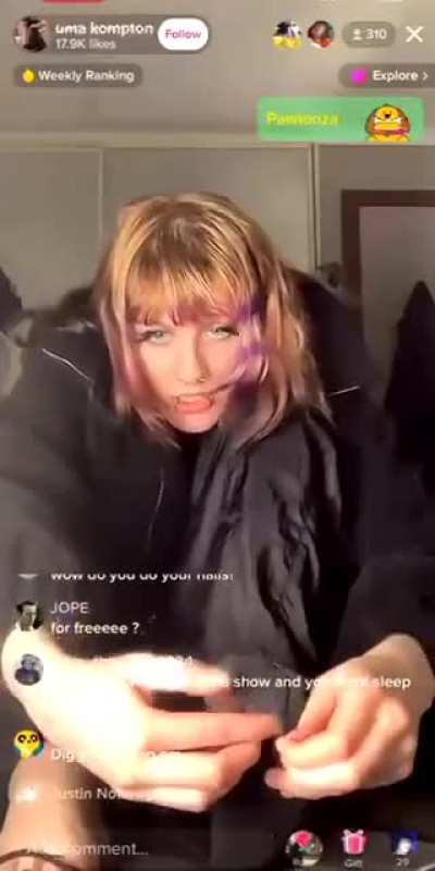 here's her ripping her socks