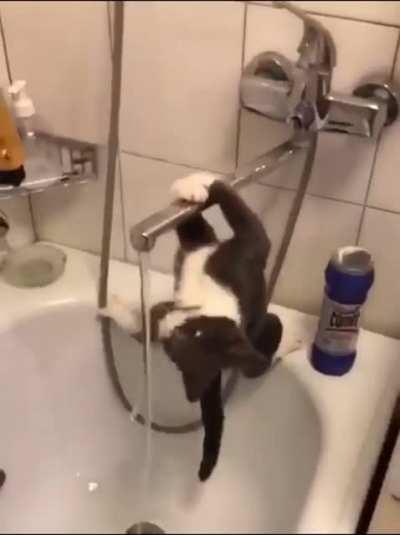 Hard way to drink some water