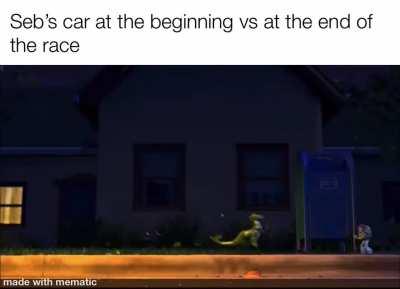 Half of Seb’s car is with the Marshalls