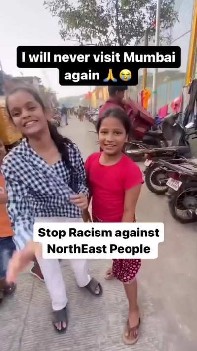 Heartbreaking to see this - a guy from the Northeast visited Mumbai, and some teens called him 'Chinese' and mocked him by saying 'ching ching' while showing him the middle finger as if it were a joke.