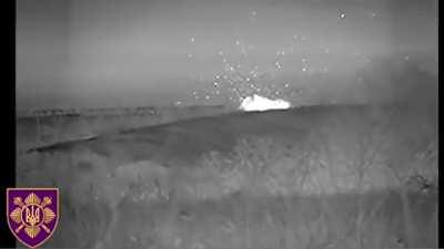 Ukrainian Tank Shelling Russian Positions at Night
