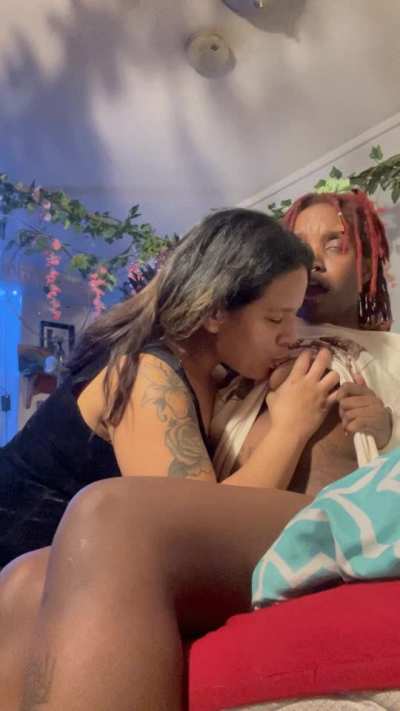 I love when she sucks my tits