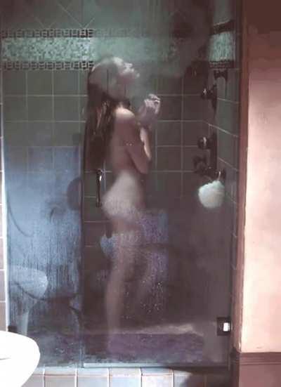 Lili Simmons taking a shower 