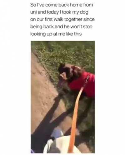 And he's smiling too.