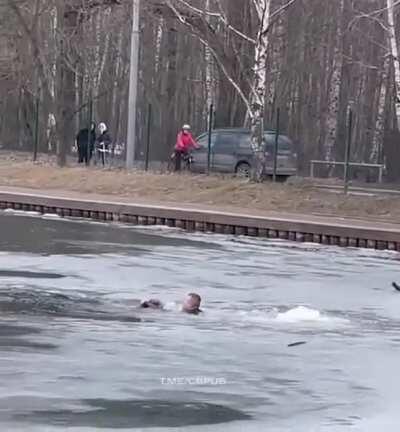 Good guys reasue a trapped dog. Something a little different