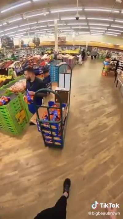 POV of 7'1 human at grocery store