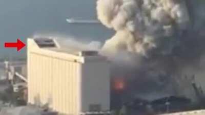 You can see the air on-top of the building instantly become displaced over the back side, than instantly reverse at extremely high speed