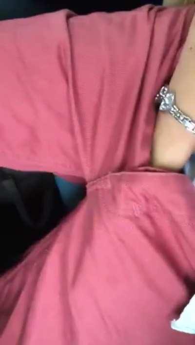 Beautiful shy girl on the train