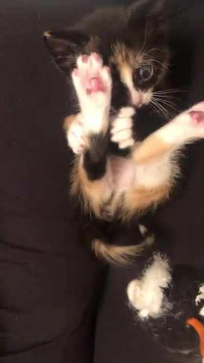 The moment she discovered her feet