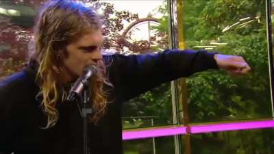 Air guitar champion gets kicked off morning television in Denmark for tuning his guitar to F R E E P A L E S T I N E