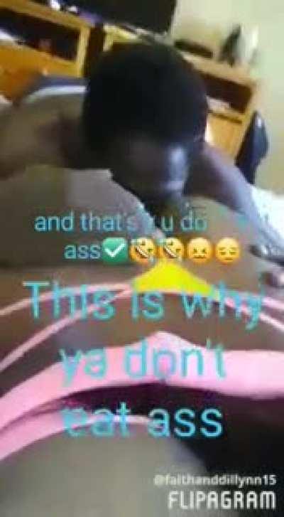 Guy gets a surprise eating ass.