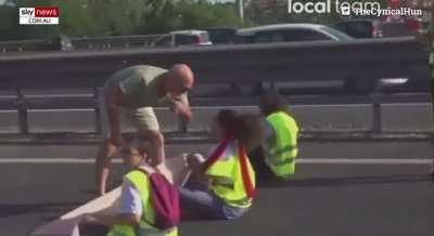 Activists block busy highway in Rome.