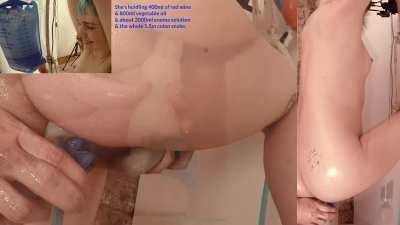 After a small setback, the restrained Pixie's amazing asshole swallows the whole colon snake-all while the enema keeps flowing up her. Audio is available if you click on one of the redgifs links.