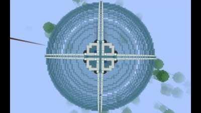 Time-lapse of me finishing off the top of the massive hemisphere for my mega base, I'm in survival. - Video in comments