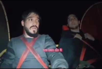 2 guys stuck on a roller coaster