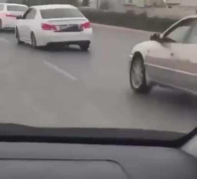 Just some cars driving.