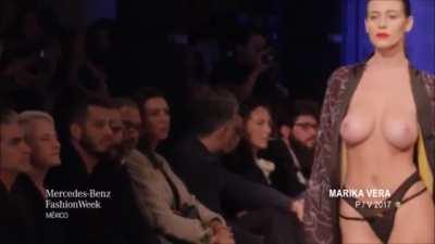 Alejandra Guilmant proudly showing off her big natural tits on the runway