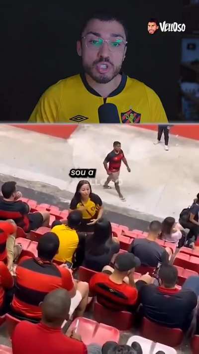 Leitura labial da torcedora do Sport que flagrou o marido com a amante.