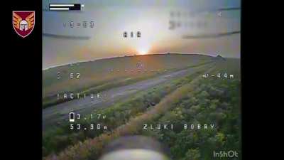 Destruction of Russian military targets with FPV drones and bomber drones by the Ukrainian 46th Air Mobile brigade. Khurakove direction. June 2025 [Publ. 14.06.2025]