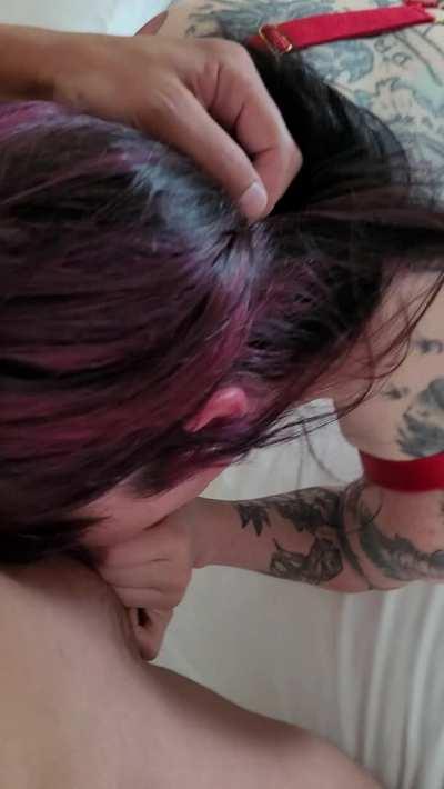 I love feeling a cock hit the back of my throat...wish I was sucking yours as well?