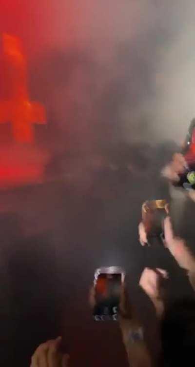 We broke down the door, tipped the metal detectors over, and I asked the security and they said the fire marshall almost shut down the whole concert and it was the worst concert bojangles colliseum has ever done