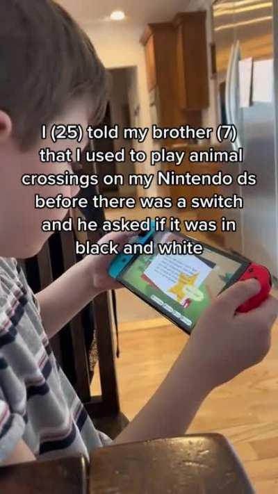 The fact that nintendo switch is the same age as him makes it even funnier