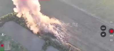 A Ukrainian FPV drone takes out a russian BM-21 “Grad” MLRS near the Kharkiv region