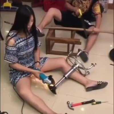 blursed female worker