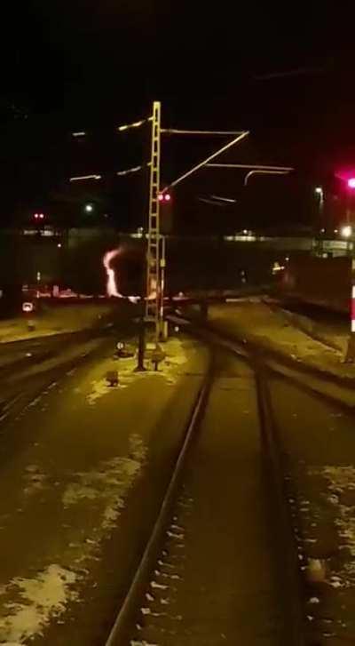 Unmanned train on fire, near Freilassing, Germany