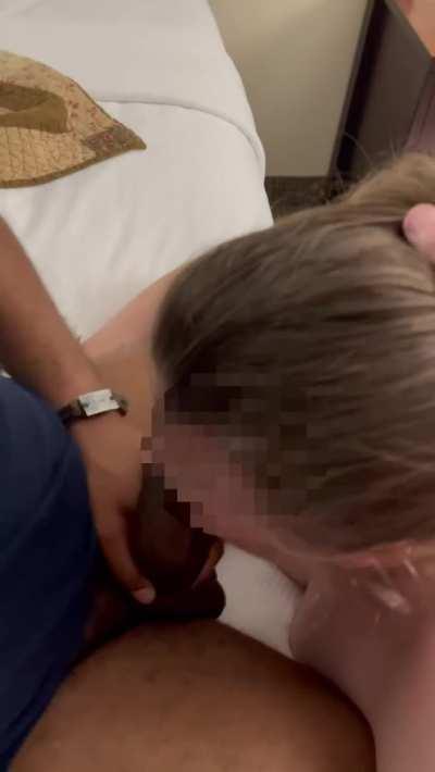 Hubby helping me deepthroat my very first BBC