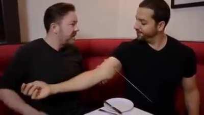 Ricky Gervais reaction to David Blaine's trick 