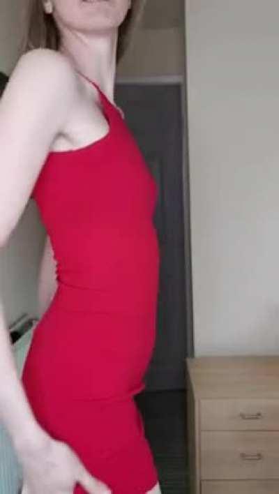 Just a quick tease in my tight red dress