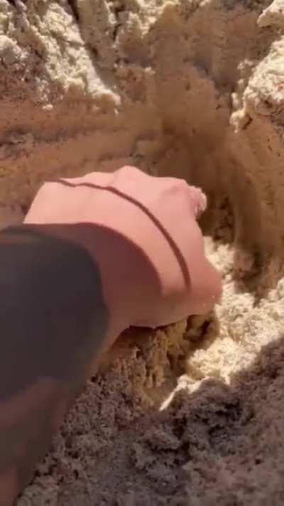 Lightly Etching the soft sand