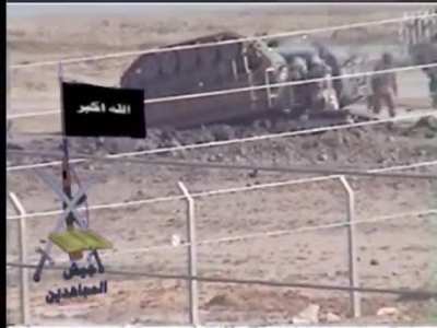 An American armored vehicle gets blown up by an insurgent IED, the reinforcements coming to help are hit by a second IED (Iraq, date and exact location unknown)