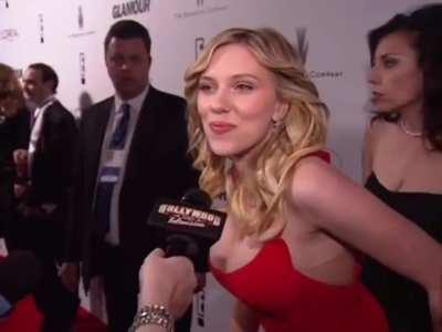 A random woman completely disappears behind scarlett