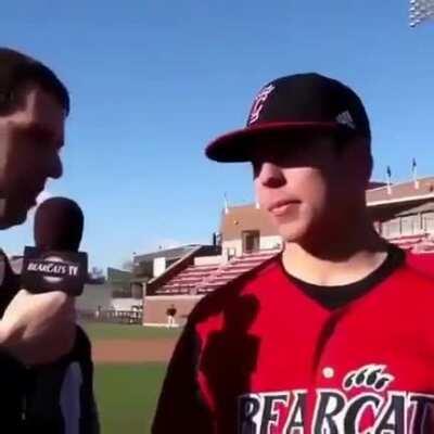 The Cincinnati Bearcats Baseball team has mastered the art of the post game interview troll (no sound)