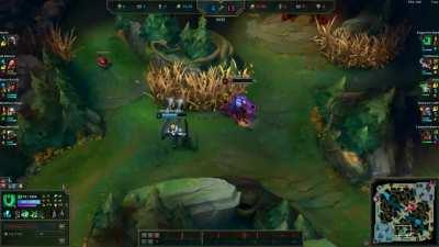 Thresh tries his hardest to hit a Krug.