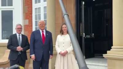 Trumps bagpipe player drowning him out at his Scotland event