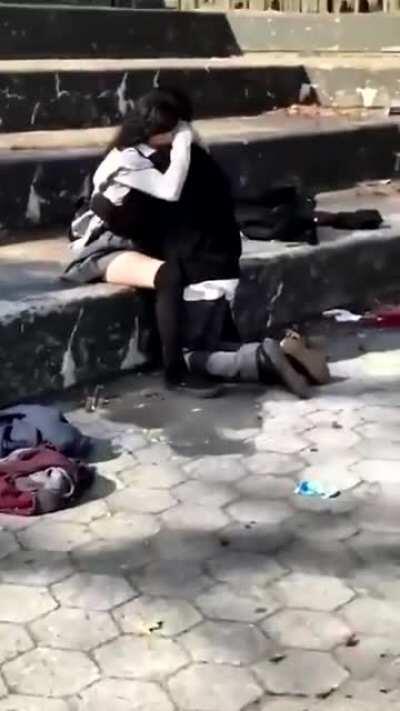 The guy caught his GF cheating on him in public