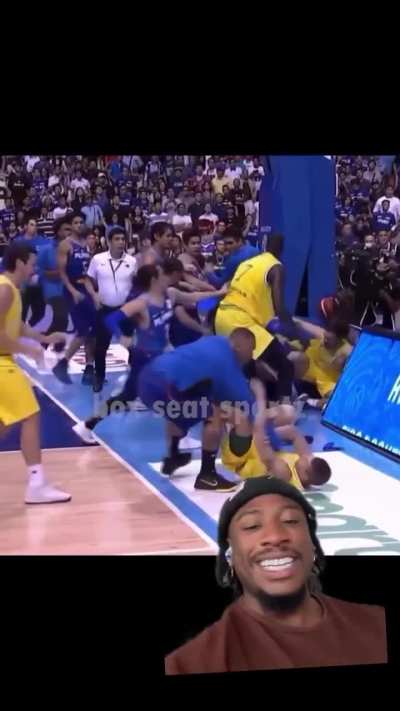 The basketball players got into a fight during the game.