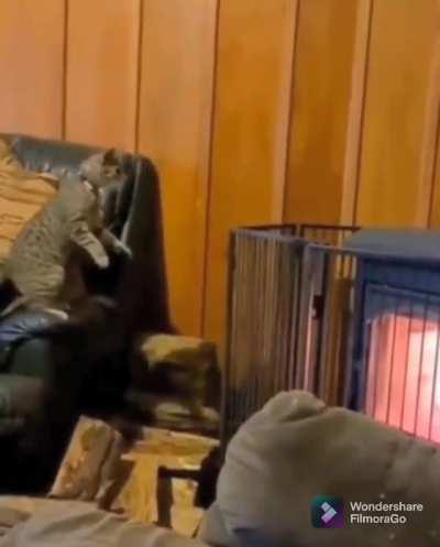 Jumping on the fireplace