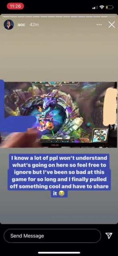 AOC featuring her clutch Baron snipe on IG