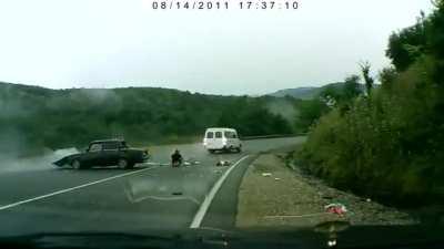 Two people ejected from vehicle after crashing into a van