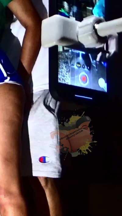 She was trying her best to get enough leverage to make me buss