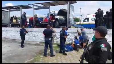 SUV crashes into a bus stop