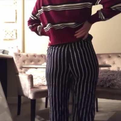 Showing off her pants