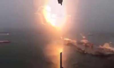 A lightning striking a boat in Boston