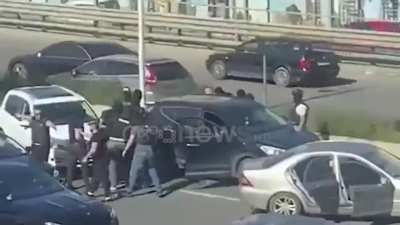 The president of the freedom party Ilir Meta gets kidnapped by unidentified people with black masks and guns . I strongly condemn their inhumane political arrest