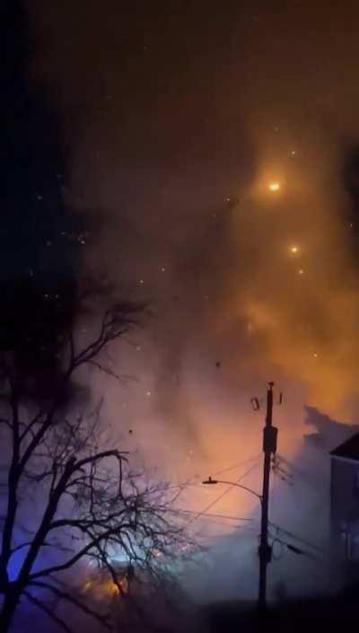 House explodes when police with search warrant show up