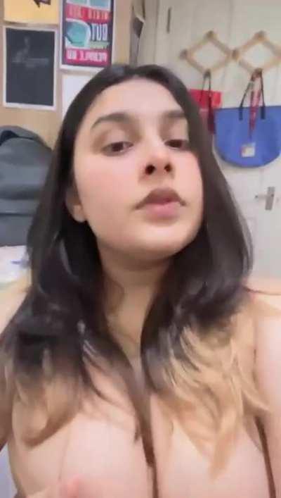 beautiful sexy hot Indian girl showing her big boobs